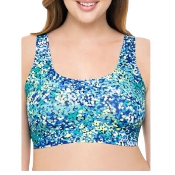 No Boundaries Bonded Scoop Bralette Padded Blue Confetti  Juniors Size Small - Picture 1 of 11